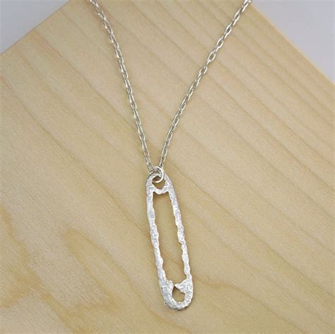 30 Long Safety Pin Necklace Sterling Silver Pendant Fine