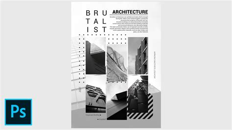 Brustalist Architecture Poster Design Grayscale - Tutorial Photoshop CC ...