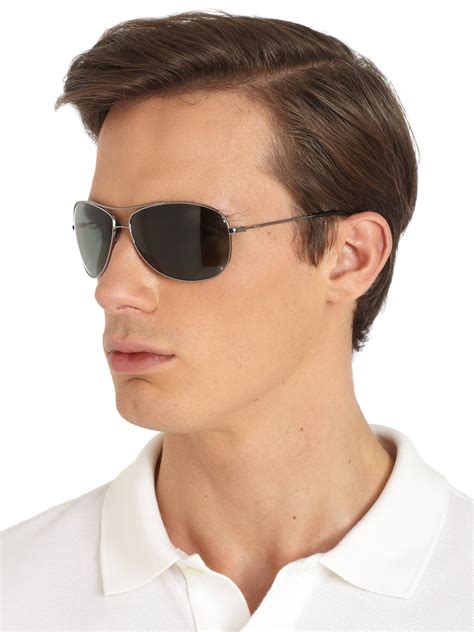 Lyst - Ray-Ban Wrap Aviator Sunglasses in Gray for Men