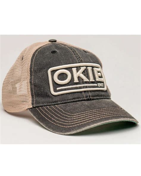 Okie Men's Hell Right Grey Denim Puff Logo Mesh-Back Ball Cap | Sheplers