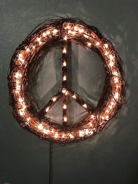 18 Lighted Peace Sign Wreath Lighted Peace SignFall | Etsy