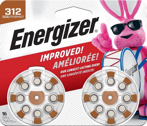 Energizer Hearing Aid Batteries Size 312, Brown Tab, 16 Pack - Walmart ...