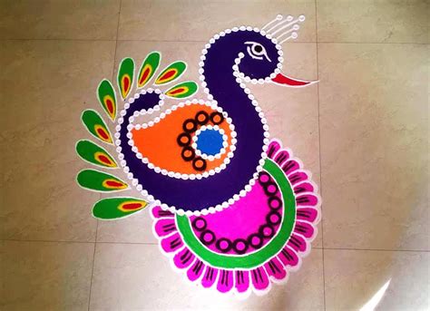 Easy Peacock Rangoli Image For Diwali Decoration #easypeacockrangoli # ...