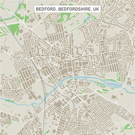 Bedford Bedfordshire UK City Street Map Digital Art by Frank Ramspott ...