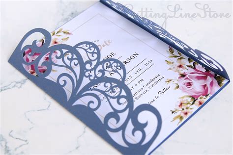 Wedding invitation template, Cricut invitation svg (739194) | Card and ...