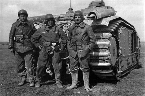 WWII --- French tank crew stand behind their Char B1 heavy tank (France ...