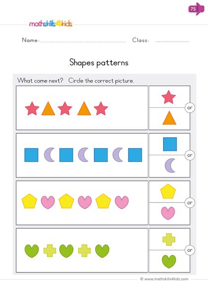 Patterns Worksheets for Kindergarten | Pattern Recognition Worksheets ...