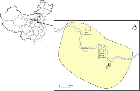 Location of the archaeological site of Yinxu in Anyang, China, with ...