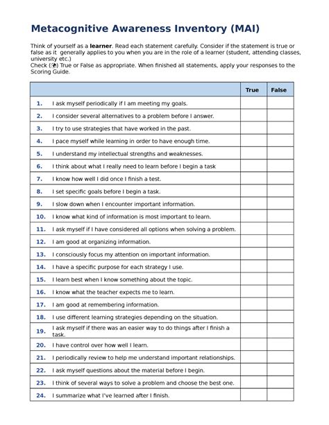 Metacognitive-awareness-inventory - Metacognitive Awareness Inventory ...