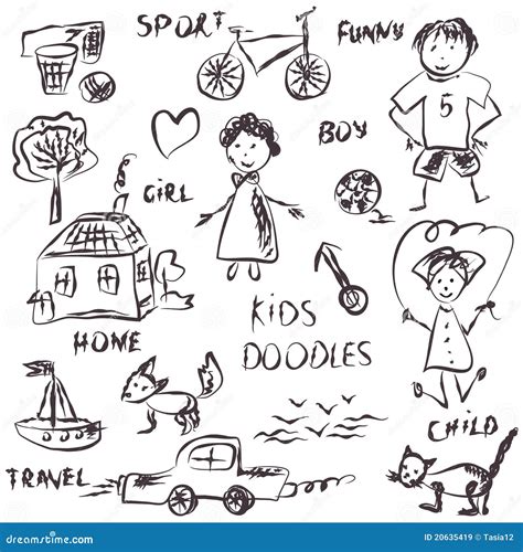 Kids Doodles Cartoon Royalty Free Stock Images - Image: 20635419