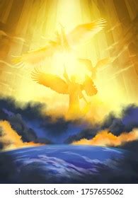 Three Angels Messages Depiction Revelation 14 Stock Illustration ...