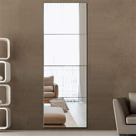 Neutype Frameless Full Length Mirror, Wall Mirror Tiles Set of 4, Large ...