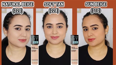 Maybelline Fit me Foundation Swatches - Soft tan, Natural beige & Sun ...