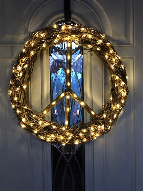 Lighted Peace Wreath, Peace Wreath, Lighted Peace Sign Wreath,peace ...