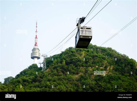 Namsan N Seoul Tower and namsan cable car, Seoul, South Korea Stock ...