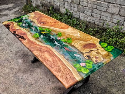 Table Koi Resinepoxy Table Living Room Table Resin Table - Etsy UK