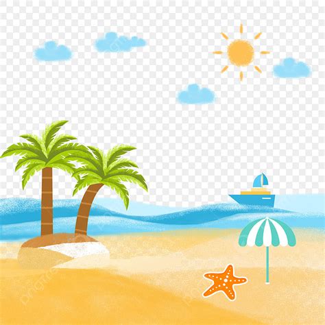 Summer Beach Scene Clipart Vector, Summer Beach Cartoon Beach, Beach ...