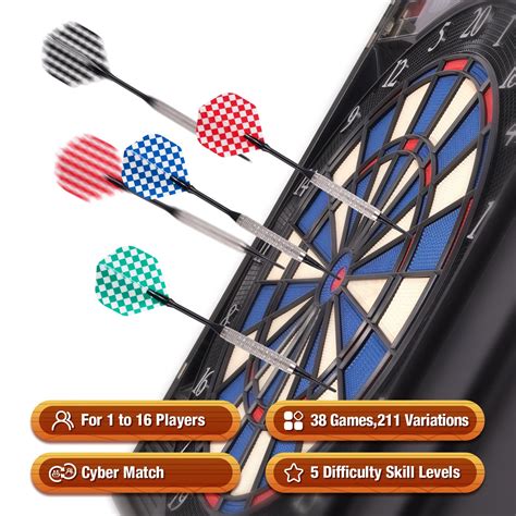 WIN.MAX Electronic Dart Board Cabinet Set, Soft Tip Darts Board with ...