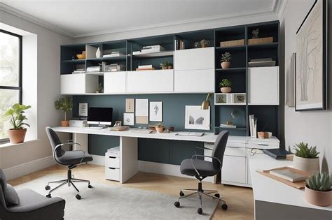 Premium Photo | A home office with a modular desk system and adjustable ...