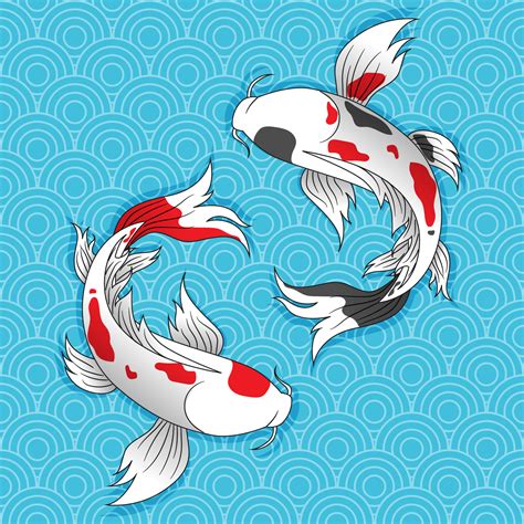 deux poissons koi japonais nagent. - Telecharger Vectoriel Gratuit ...