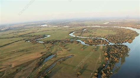 Oxbow lakes and meanders, aerial - Stock Video Clip - K002/1195 ...