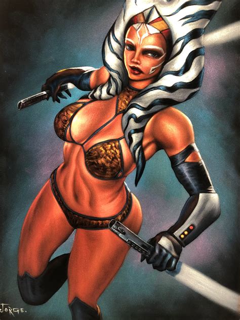 Star Wars Sexy Jedi Ahsoka Tano Black Velvet Oil Painting - Etsy