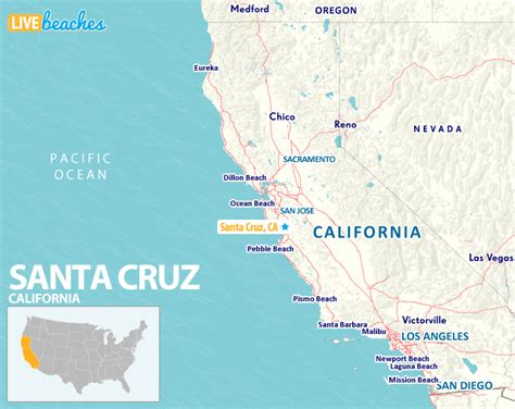 Map of Santa Cruz, California - Live Beaches