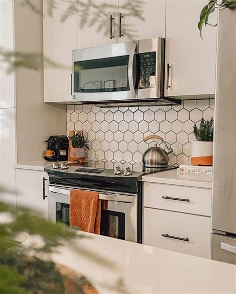 Hexagon Tile Backsplash in White Kitchen - Soul & Lane