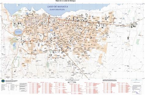 Managua Large Scale Map, Nicaragua