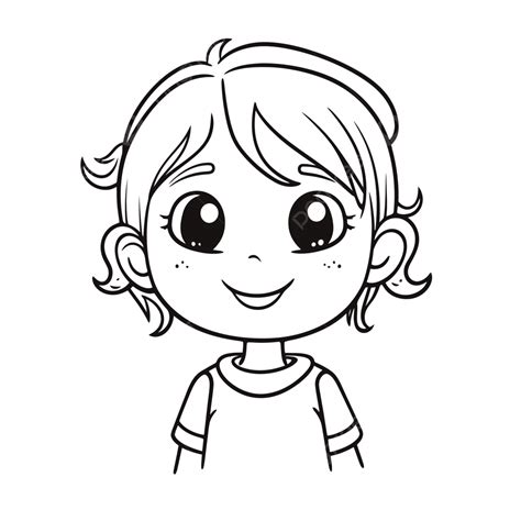 Cute Girl Coloring Page For Children Outline Sketch Drawing Vector ...