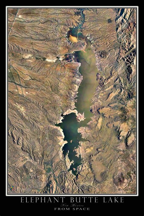 The Elephant Butte Lake New Mexico Satellite Poster Map