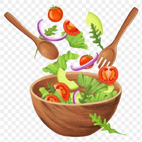 Salad Bowl PNG Illustration with Fresh Vegetables