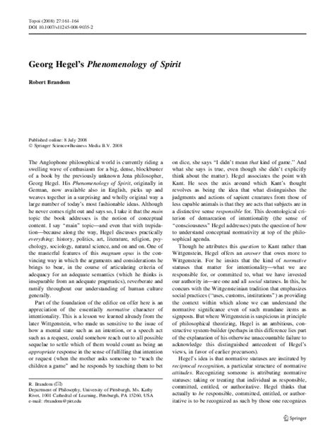 Georg Hegel’s Phenomenology of Spirit | Robert Brandom - Academia.edu