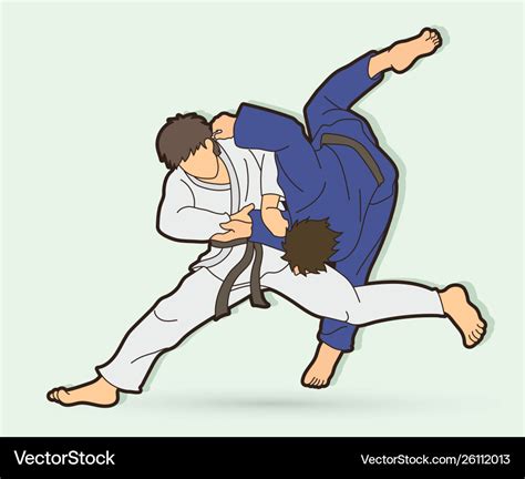 Judo sport action cartoon graphic Royalty Free Vector Image