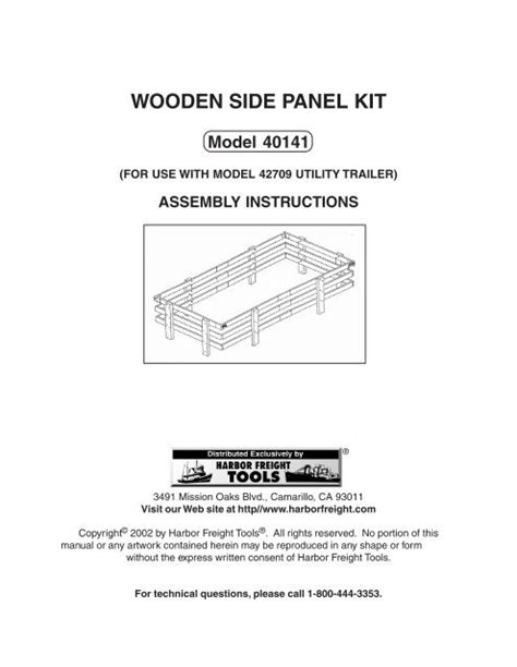 WOODEN SIDE PANEL KIT - Harbor Freight Tools