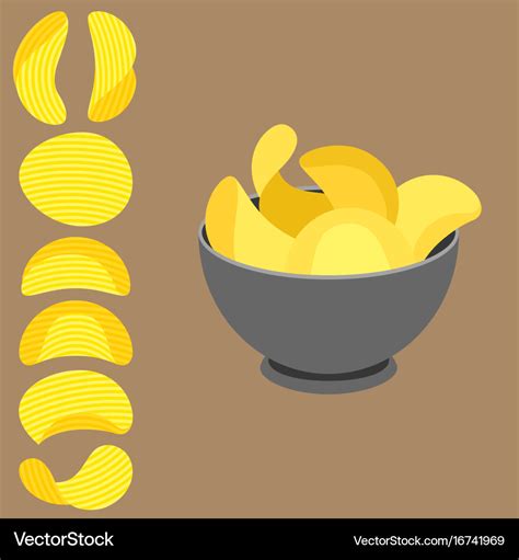 Potato chips in bowl Royalty Free Vector Image