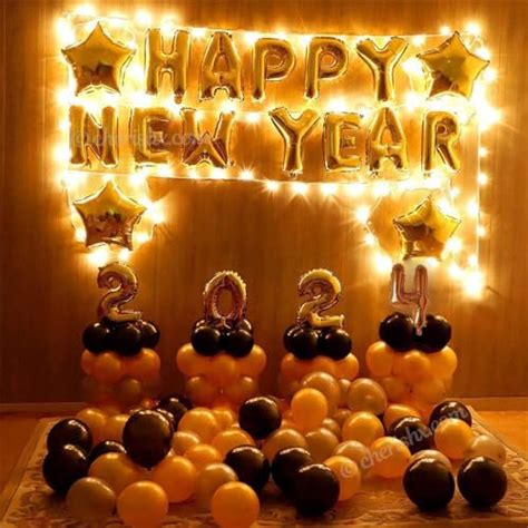 CherishX.com Golden Happy New Year 2024 Foil Balloon Kit DIY Decoration ...