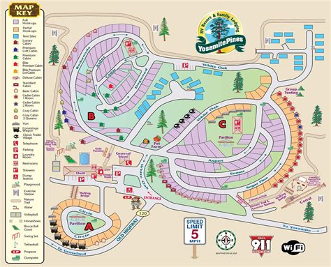 Yosemite Pines RV Resort and Family Lodging Map