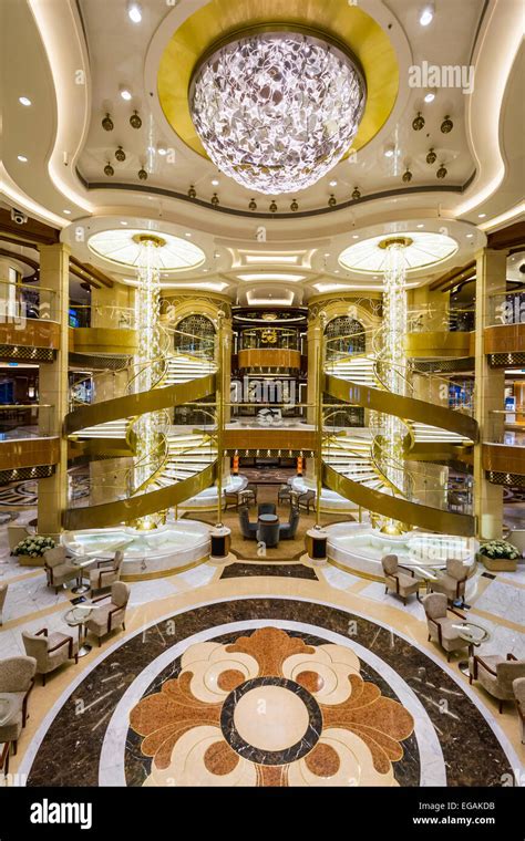 Interior decor in the atrium of the luxury cruise ship Regal Princess ...