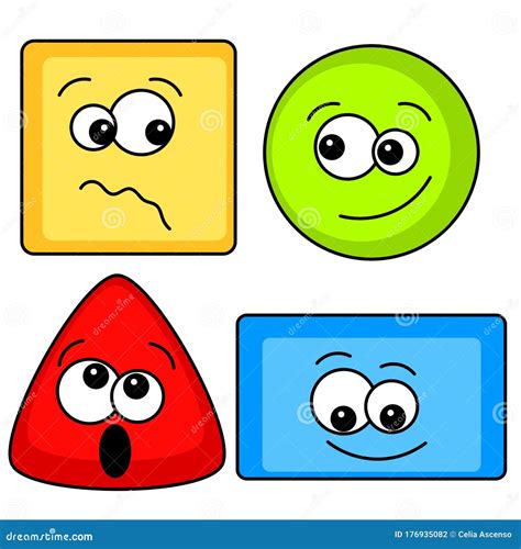 Basic Geometric Shapes With Cartoon Faces | CartoonDealer.com #26087711