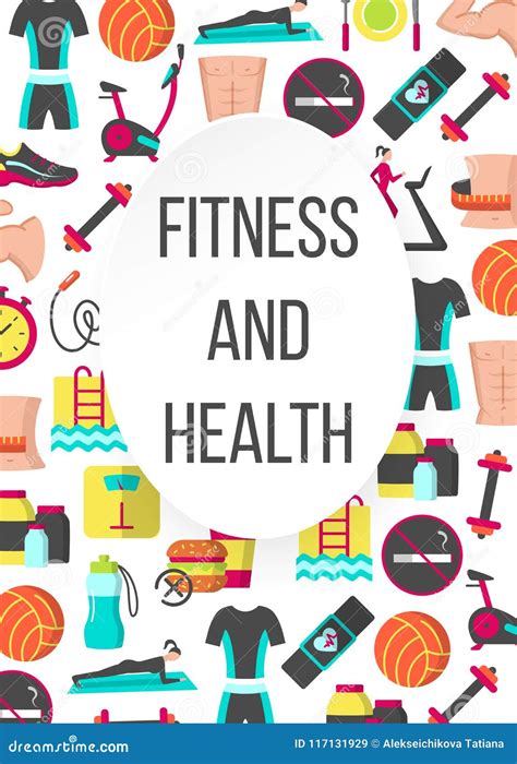 Fitness and Health Flat Poster Stock Vector - Illustration of flat ...