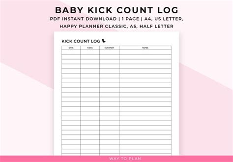 Baby Kick Count Printable Fetal Movement Counting Template Hong Kong ...