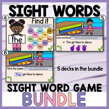 Kindergarten Sight Word Games Boom Cards BUNDLE by Suburban Teacher