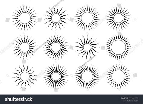 Vintage Sunburst Collection Wavy Sun Rays Stock Vector (Royalty Free ...