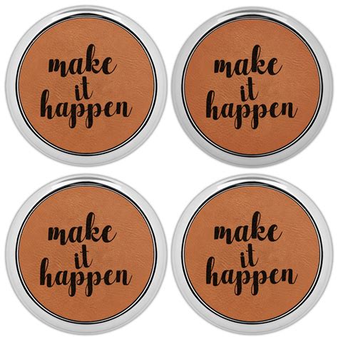 Inspirational Quotes and Sayings Leatherette Round Coaster w/ Silver ...