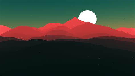 digital Art, Minimalism, Nature, Hill, Mountain, Moon, Stars, Night ...