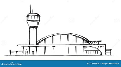 Airport Building. Vector Drawing Stock Vector - Illustration of ...