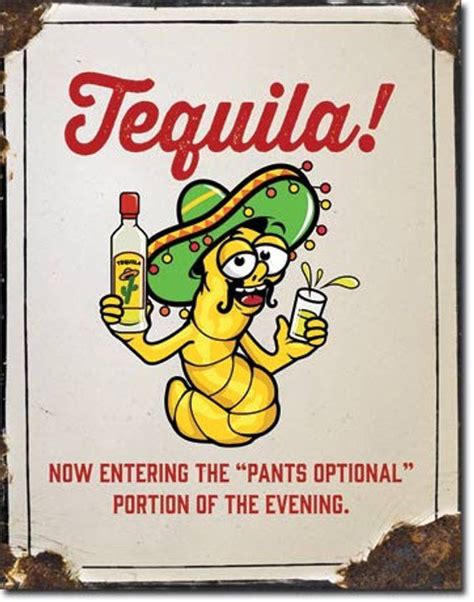 Tin Sign " Tequila Worm Funny Humor " 16"x12" Man Cave | Shop wall ...