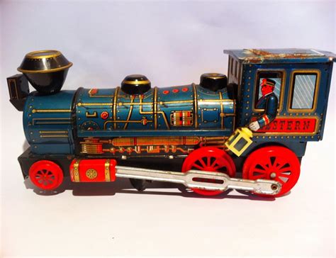 Vintage tin toy. Western train. Railroad car. by AllisonKapner