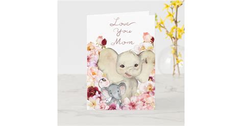 Mom and Baby Elephant Mother's Day Card | Zazzle